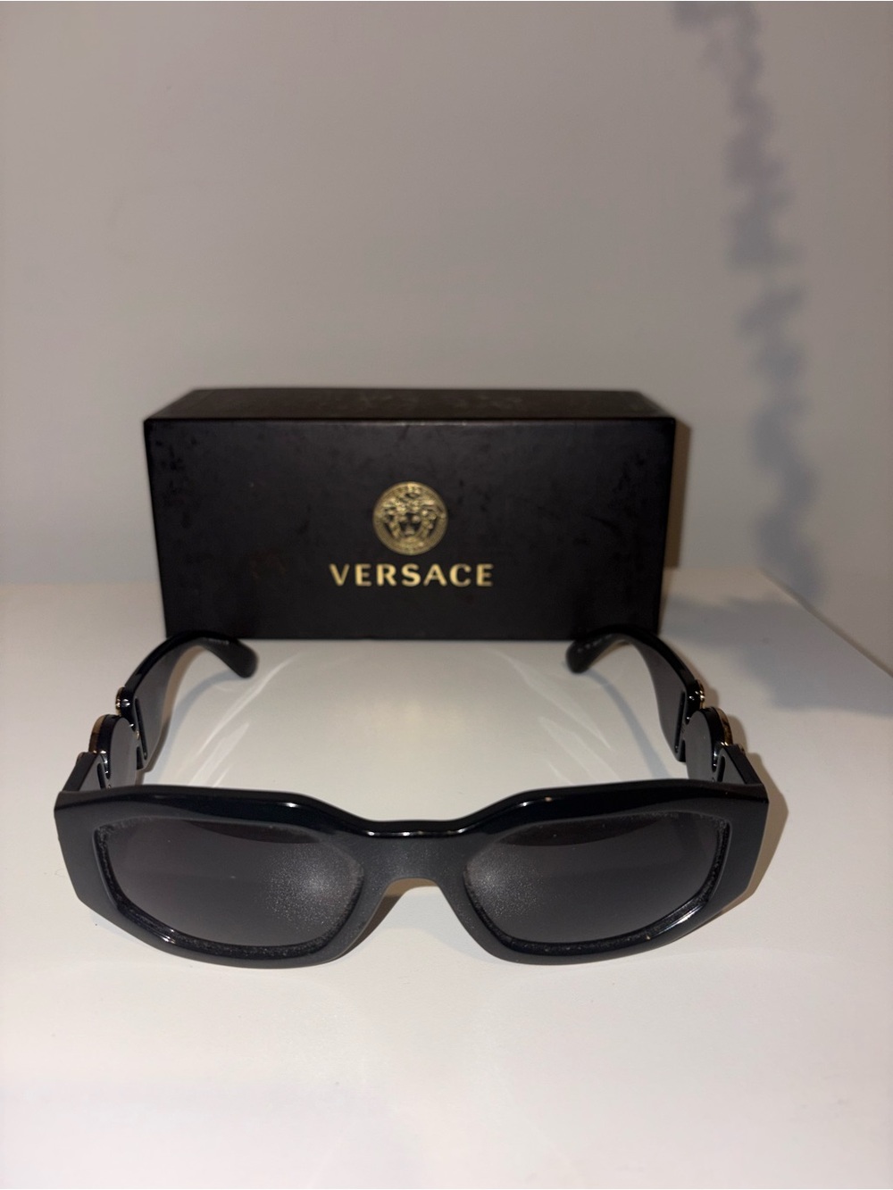 Versace Black Sunglasses with Dark Gray Lenses